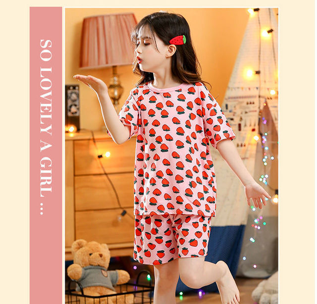 Zestaw piżam dla dziewczynki Baby Girl Nightwears Strawberry - rysunkowe owoce, 2-12 lat - Wianko - 9