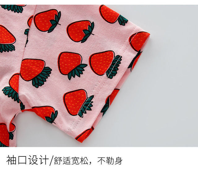Zestaw piżam dla dziewczynki Baby Girl Nightwears Strawberry - rysunkowe owoce, 2-12 lat - Wianko - 6