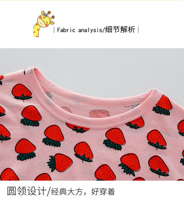 Zestaw piżam dla dziewczynki Baby Girl Nightwears Strawberry - rysunkowe owoce, 2-12 lat - Wianko - 5