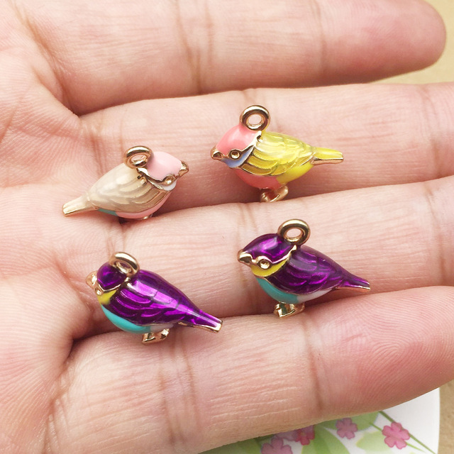 Japońskie 3D emaliowane charmsy ptak liść (10 sztuk) - akcesoria do biżuterii DIY - Wianko - 2