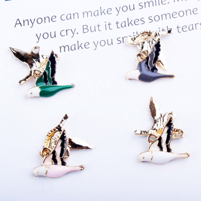 Japońskie 3D emaliowane charmsy ptak liść (10 sztuk) - akcesoria do biżuterii DIY - Wianko - 4