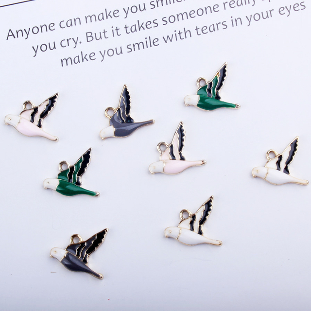 Japońskie 3D emaliowane charmsy ptak liść (10 sztuk) - akcesoria do biżuterii DIY - Wianko - 6