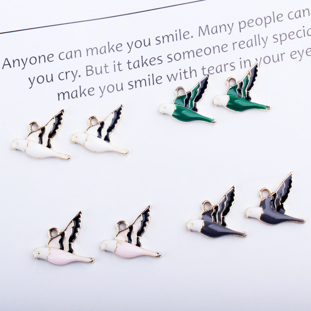 Japońskie 3D emaliowane charmsy ptak liść (10 sztuk) - akcesoria do biżuterii DIY - Wianko - 5