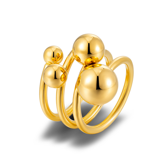 Pierścień płatek rośliny z 18K złota ze stali nierdzewnej - biżuteria z wiszącą ozdobą - Anillos Mujer - Wianko - 49
