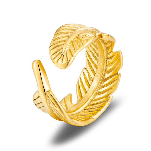 Pierścień płatek rośliny z 18K złota ze stali nierdzewnej - biżuteria z wiszącą ozdobą - Anillos Mujer - Wianko - 6