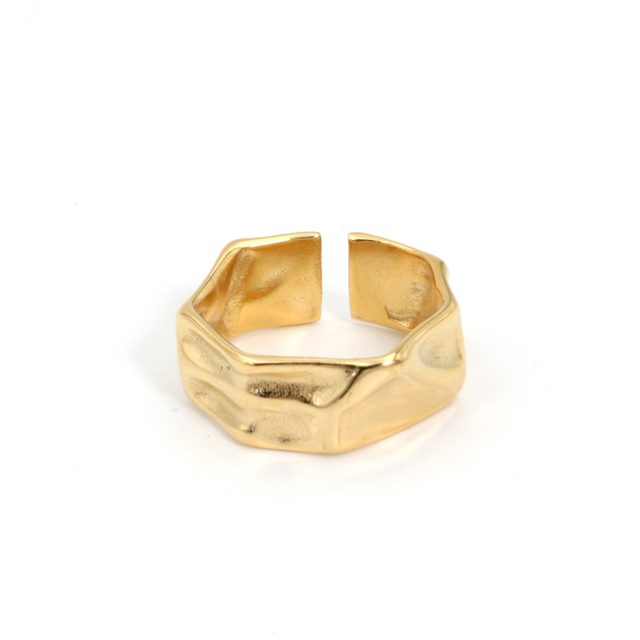 Pierścień płatek rośliny z 18K złota ze stali nierdzewnej - biżuteria z wiszącą ozdobą - Anillos Mujer - Wianko - 18