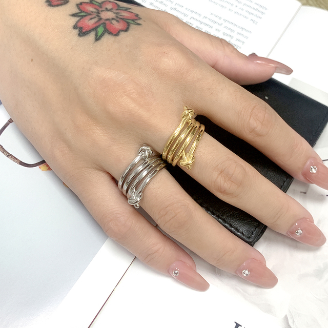 Pierścień płatek rośliny z 18K złota ze stali nierdzewnej - biżuteria z wiszącą ozdobą - Anillos Mujer - Wianko - 30