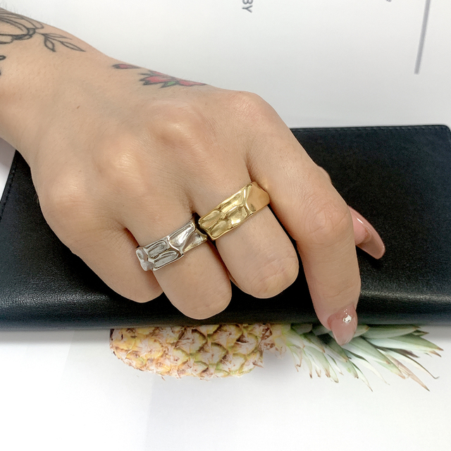 Pierścień płatek rośliny z 18K złota ze stali nierdzewnej - biżuteria z wiszącą ozdobą - Anillos Mujer - Wianko - 15