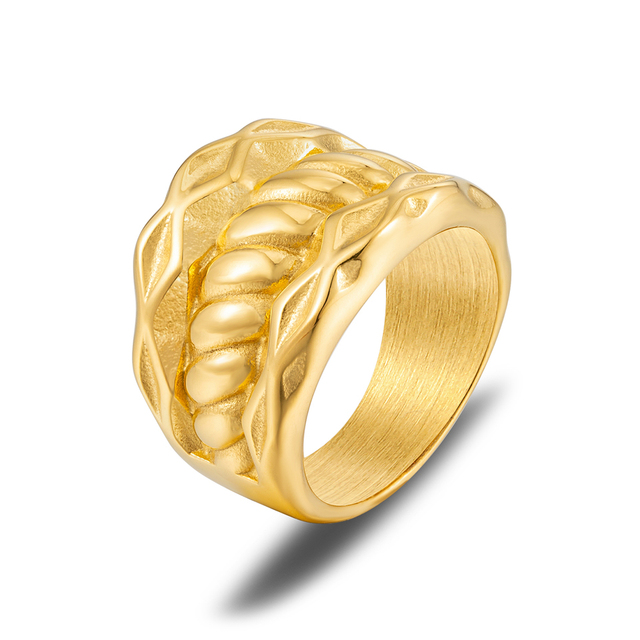 Pierścień płatek rośliny z 18K złota ze stali nierdzewnej - biżuteria z wiszącą ozdobą - Anillos Mujer - Wianko - 35