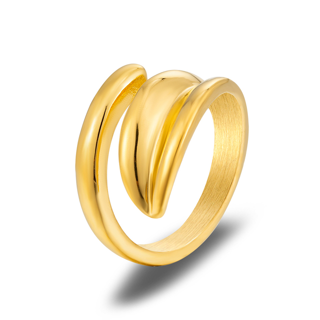 Pierścień płatek rośliny z 18K złota ze stali nierdzewnej - biżuteria z wiszącą ozdobą - Anillos Mujer - Wianko - 20