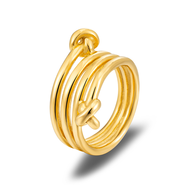 Pierścień płatek rośliny z 18K złota ze stali nierdzewnej - biżuteria z wiszącą ozdobą - Anillos Mujer - Wianko - 28