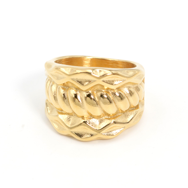 Pierścień płatek rośliny z 18K złota ze stali nierdzewnej - biżuteria z wiszącą ozdobą - Anillos Mujer - Wianko - 40