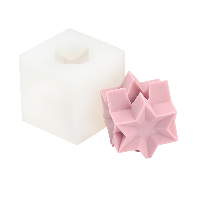 Heksagramowy silikonowy świecznik 3D do dekoracji domu w kształcie gwiazdy – formy DIY do świec zapachowych i mydeł - Wianko - 1