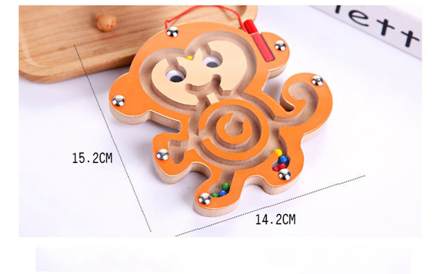 Drewniane pióro magnetyczne - edukacyjna układanka labiryntowa dla dzieci Montessori z motywem bajkowych zwierzątek - Wianko - 10