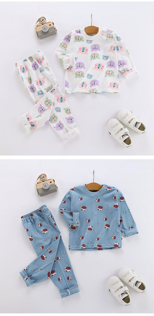 Nowa kolekcja jesienno-zimowych piżam dla dzieci 2021 - zestaw z nadrukowanym motywem kreskówkowym, długim rękawem, koszulką O-Neck i spodniami - Wianko - 7