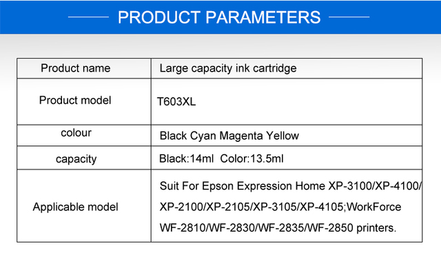 Tusz kartridż Epson 603XL/ T603/ E603 do drukarki Epson XP2100/ XP2105/ XP3100/ WF-2830/ XP4100/ XP4105/ WF-2835 - Wianko - 2
