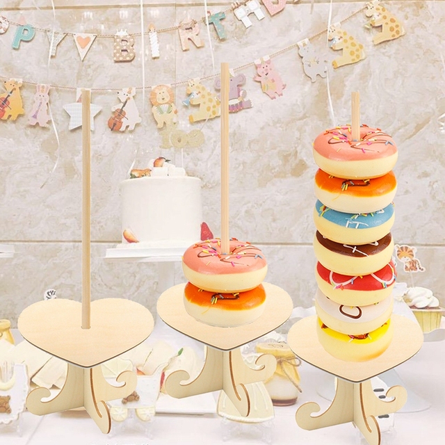 Drewniany stojak na pączki i bułeczki do deserów - idealny na wesele, baby shower, wieczór panieński oraz przyjęcie urodzinowe - Wianko - 13