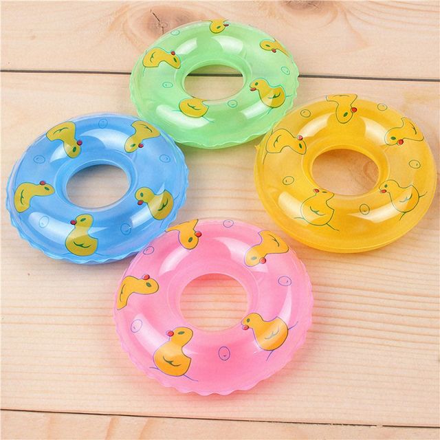 Zestaw 5 gumowych żółtych mini kółek do pływania – zabawki dla dzieci w wannie - Wianko - 12