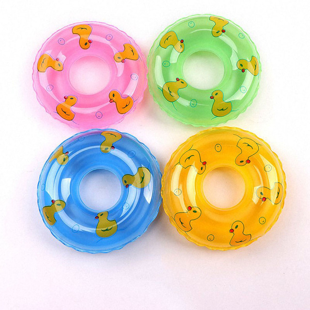 Zestaw 5 gumowych żółtych mini kółek do pływania – zabawki dla dzieci w wannie - Wianko - 4