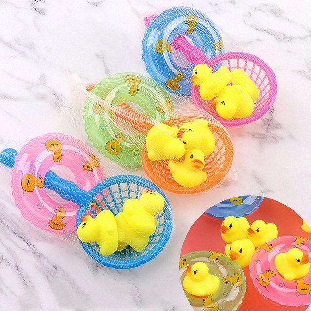 Zestaw 5 gumowych żółtych mini kółek do pływania – zabawki dla dzieci w wannie - Wianko - 3