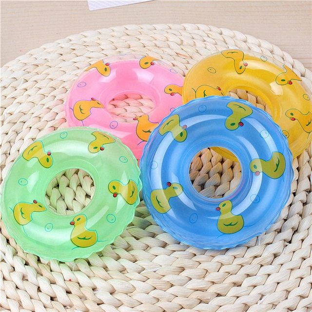 Zestaw 5 gumowych żółtych mini kółek do pływania – zabawki dla dzieci w wannie - Wianko - 8
