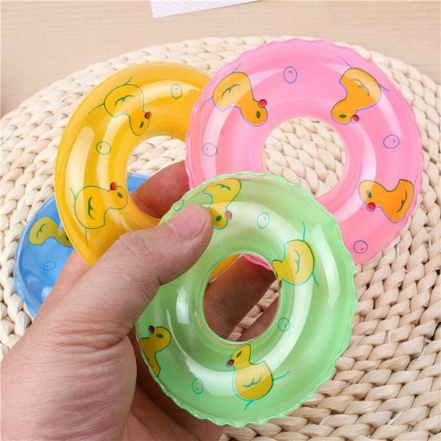 Zestaw 5 gumowych żółtych mini kółek do pływania – zabawki dla dzieci w wannie - Wianko - 11