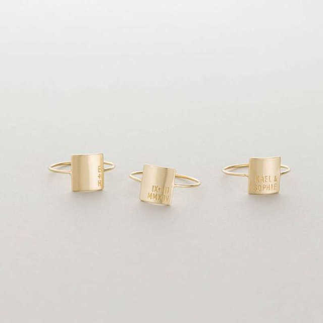 Personalizowany prostokątny sygnet dla kobiet - nadruk imienia/inicjałów - stal nierdzewna - minimalistyczna biżuteria na palec - Wianko - 4