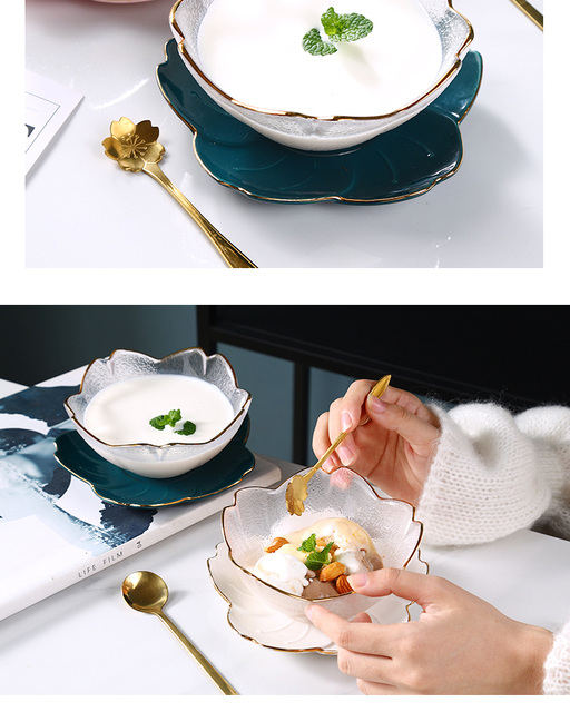 Styl japoński miska deserowa szklana z motywem kwiatu wiśni - Wianko - 7