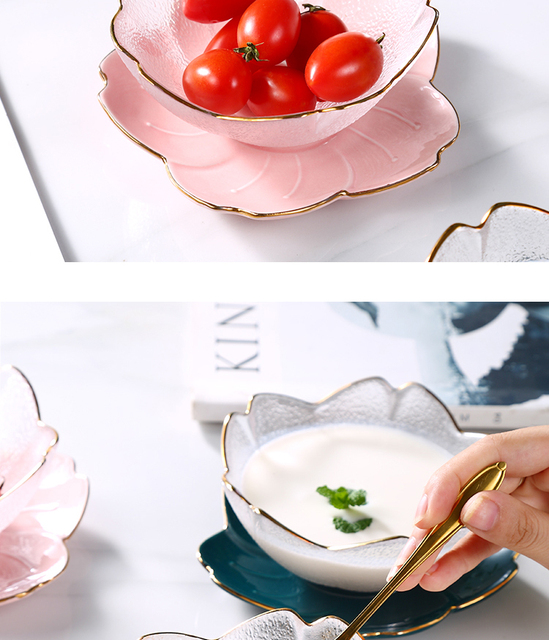 Styl japoński miska deserowa szklana z motywem kwiatu wiśni - Wianko - 12