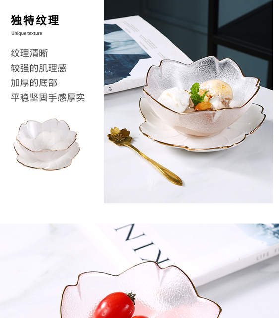 Styl japoński miska deserowa szklana z motywem kwiatu wiśni - Wianko - 11
