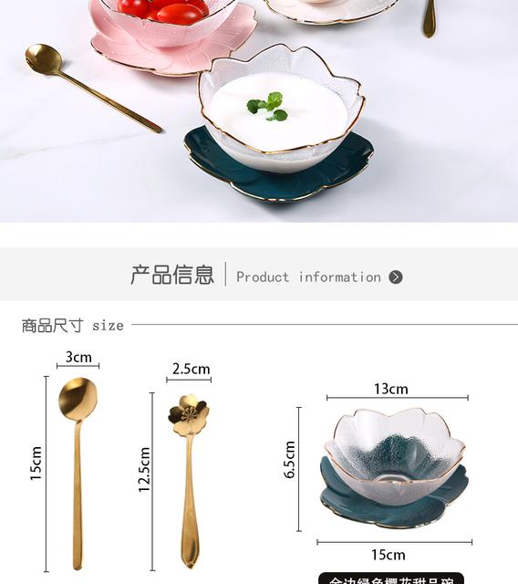 Styl japoński miska deserowa szklana z motywem kwiatu wiśni - Wianko - 3