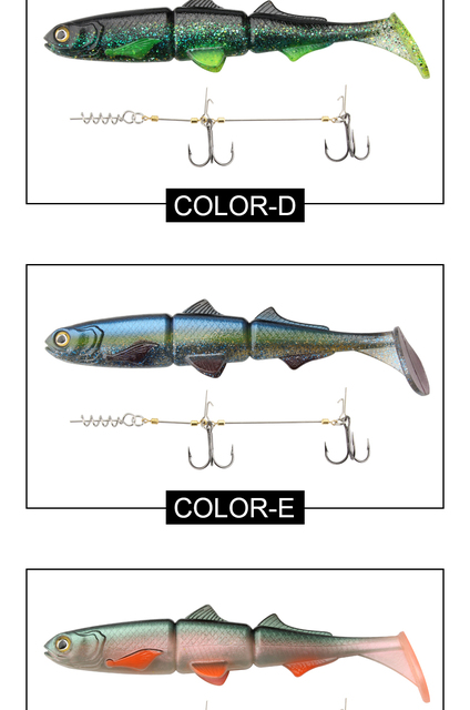 Miękkie przynęty Swimbait Spinpoler z podwójnymi haczykami - zestaw przynęt wędkarskich 16cm/22cm dla Pike, Zander, Eels - Wianko - 8