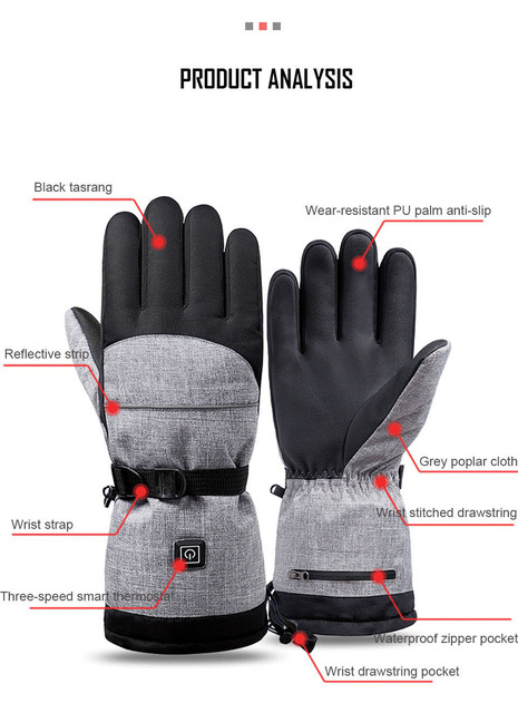 Elektryczne termiczne rękawice narciarskie unisex z akumulatorem - Wianko - 10