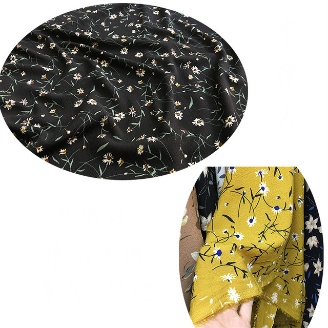 Miękka czarna tiulowa tkanina z printem kwiatowym na sukienki, koszule (żółta, biała, 150cm szerokości) - Wianko - 12