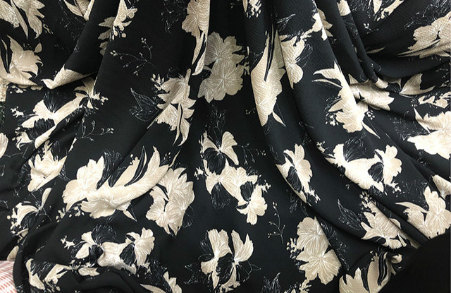 Miękka czarna tiulowa tkanina z printem kwiatowym na sukienki, koszule (żółta, biała, 150cm szerokości) - Wianko - 23