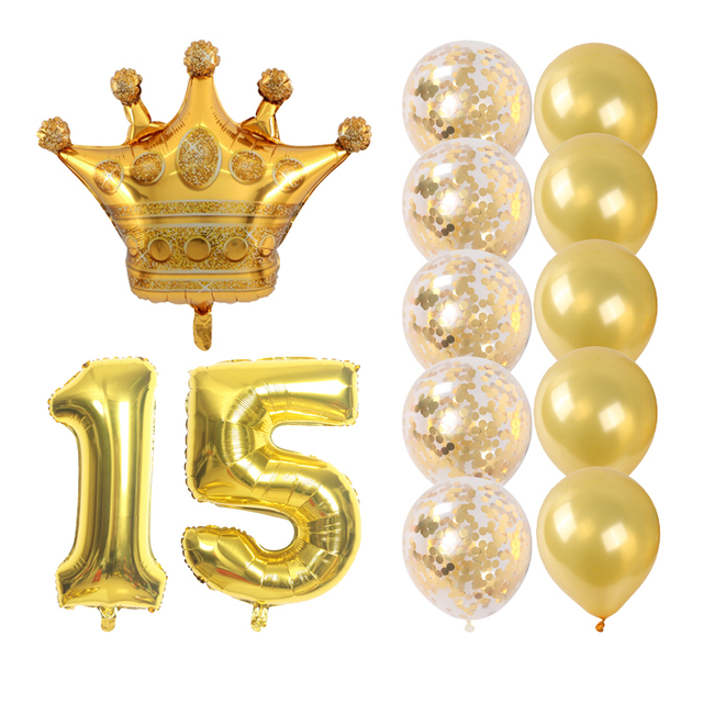 Zestaw złotej korony i balony w kształcie cyfr - dekoracje na urodziny, Baby Shower, przyjęcia dla dorosłych - Wianko - 4
