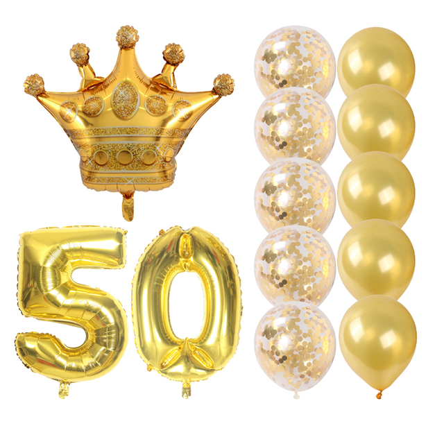 Zestaw złotej korony i balony w kształcie cyfr - dekoracje na urodziny, Baby Shower, przyjęcia dla dorosłych - Wianko - 8