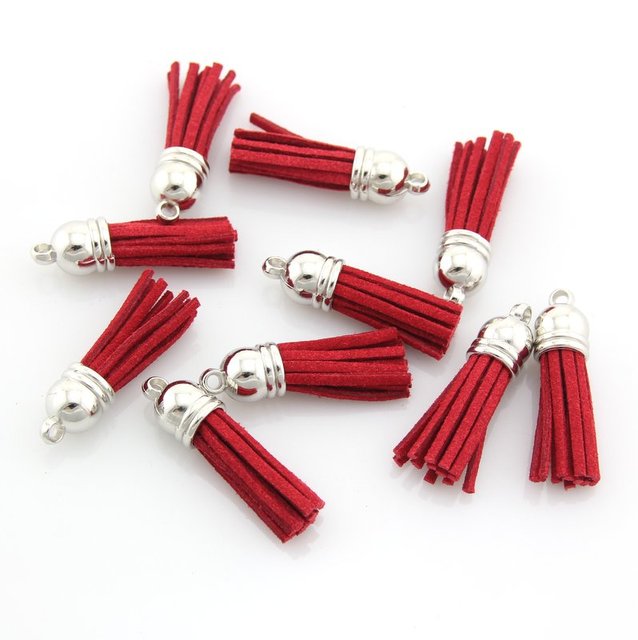 10 sztuk/partia Suede Leather Tassel do pęku kluczy i telefonów komórkowych - DIY Craft biżuteria, charms, zawieszki - L01 - Wianko - 9