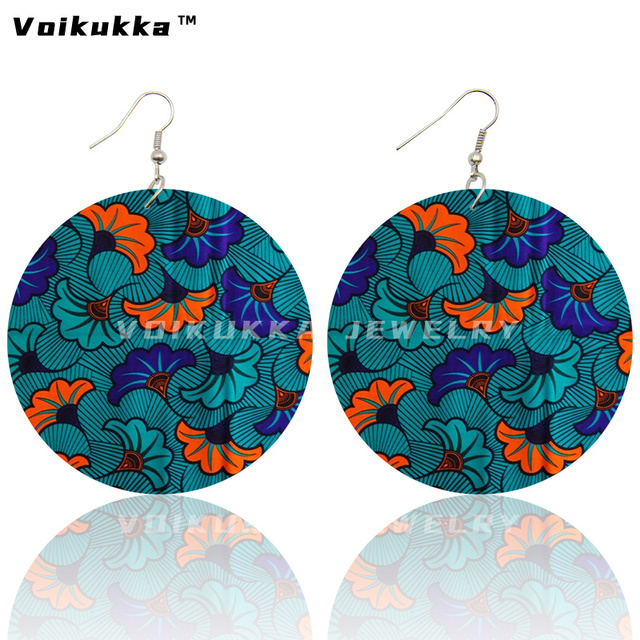 Kolczyki damskie Voikukka z czeskiej afrykańskiej tkaniny, 6 cm, drewniane wzory, dwustronne drukowanie - Wianko - 10