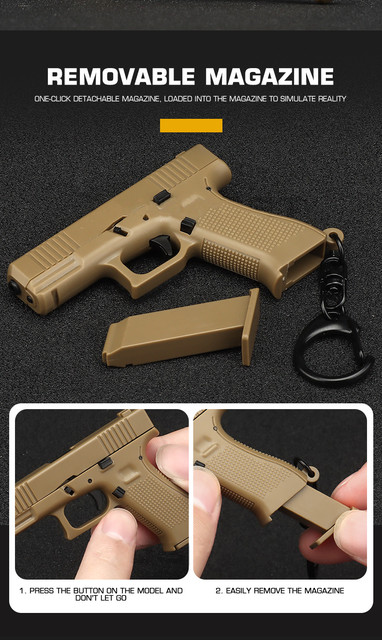 Brelok Mini pistolet kształt plastikowy Model 1:4 z ruchomą dźwignią i magazynem - Wianko - 7