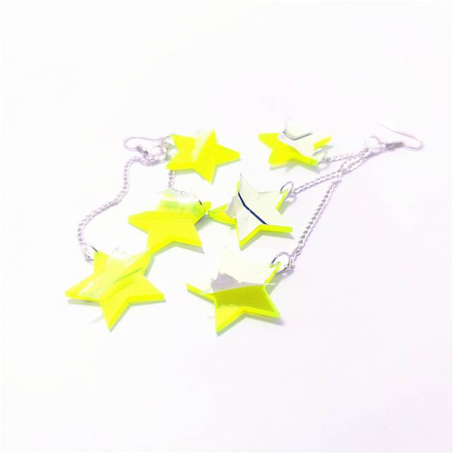 Kolczyki wiszące Neon Star z jasnozielonym akrylem, długość 11 cm - Wianko - 7