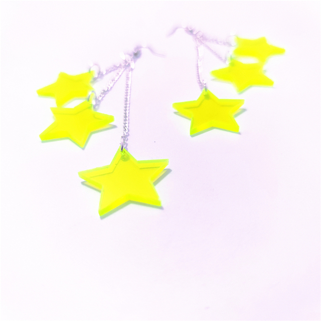 Kolczyki wiszące Neon Star z jasnozielonym akrylem, długość 11 cm - Wianko - 9