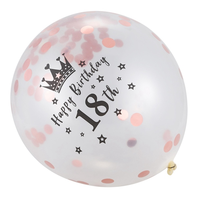 Różowe balony konfetti lateksowe 12 cali - zestaw 5 sztuk do dekoracji urodzin, 18. rocznicy i ślubu - Wianko - 3