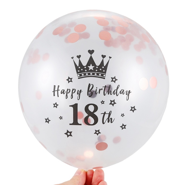 Różowe balony konfetti lateksowe 12 cali - zestaw 5 sztuk do dekoracji urodzin, 18. rocznicy i ślubu - Wianko - 6
