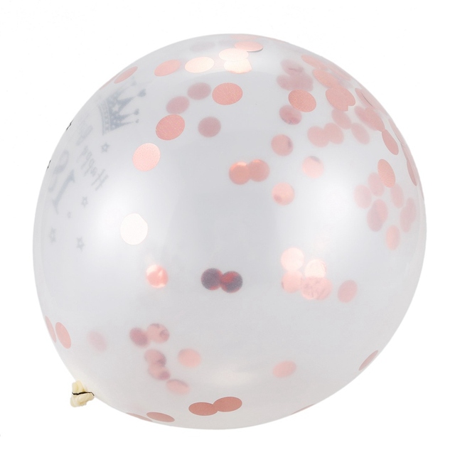 Różowe balony konfetti lateksowe 12 cali - zestaw 5 sztuk do dekoracji urodzin, 18. rocznicy i ślubu - Wianko - 4