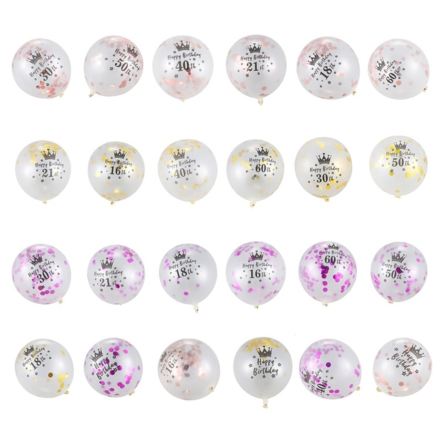 Różowe balony konfetti lateksowe 12 cali - zestaw 5 sztuk do dekoracji urodzin, 18. rocznicy i ślubu - Wianko - 11