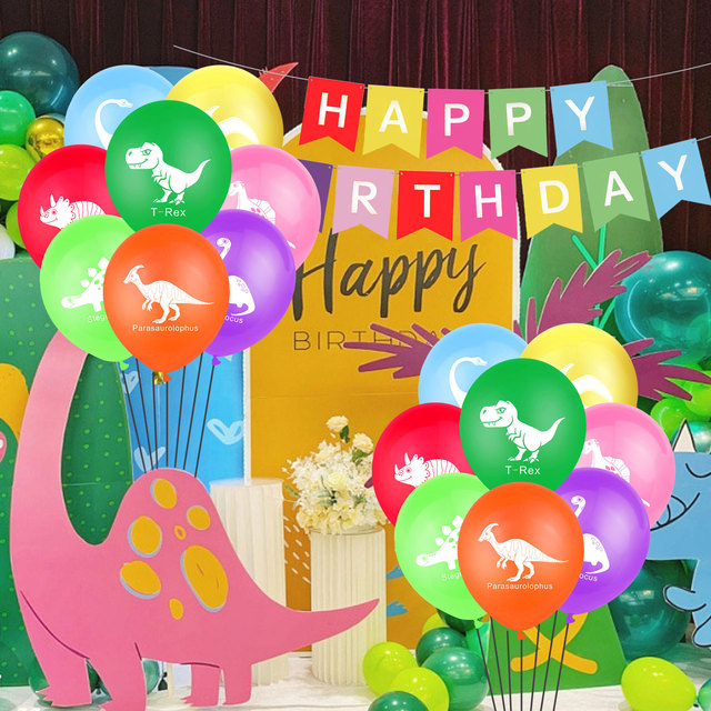 Dekoracja urodzinowa 12-calowych balonów dinozaurów dla chłopca - świat dżungli - Wianko - 15