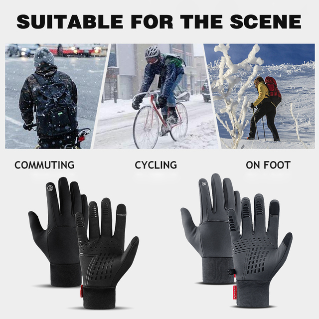 Rękawiczki rowerowe zimowe Worthing, wodoodporne, wiatroodporne, z ekranem dotykowym, pełna długość palców, do jazdy na rowerze i nartach - Wianko - 9
