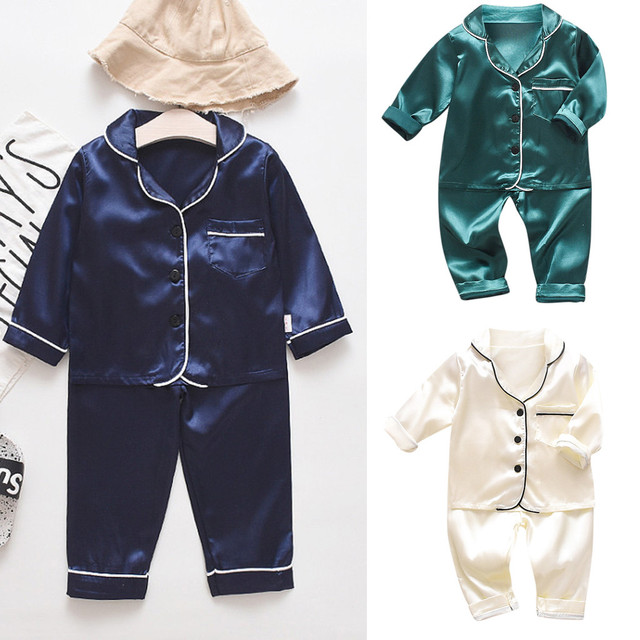 Zestaw dwojednorodnych piżam dla niemowląt chłopców - bluzka z długim rękawem i spodnie piżamy - Wianko - 1