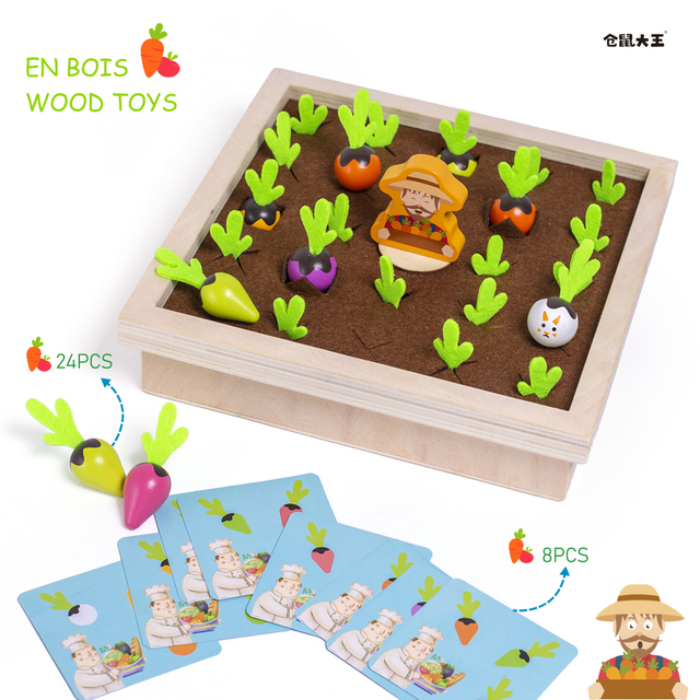 Drewniane marchewki - zabawki gry pamięciowej i sortowania dla dzieci - Wianko - 6